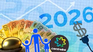 Graphic showing 2026 with Australian money, family icons, Centrelink logo and a dollar sign.