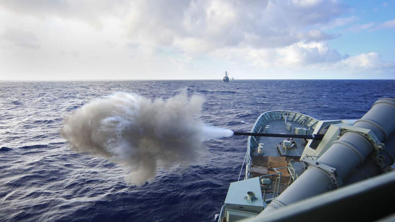 The Australian Navy vessel HMAS Warramunga seen during military exercises in 2010.