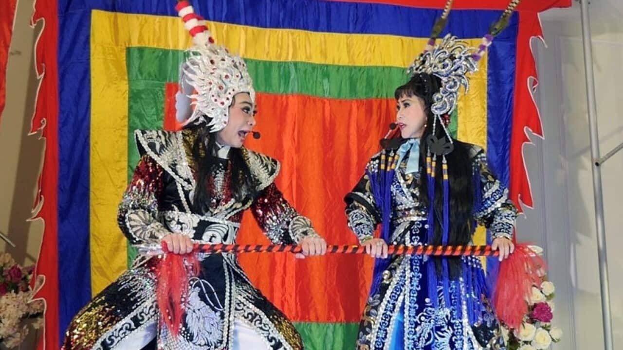 Ngọc Hà và Vũ Lâm trong vở tuồng Lưu Kim Đính