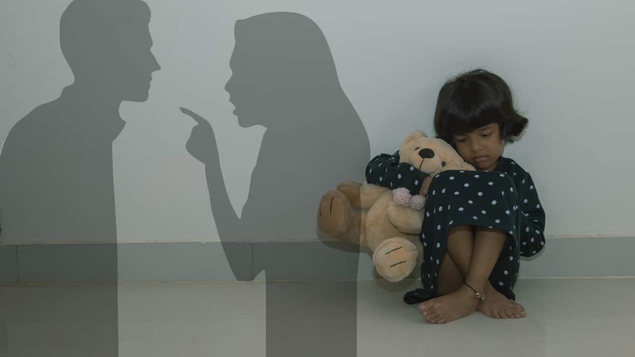 Sad Lonely Little Girl Witnesses Parents' Fighting