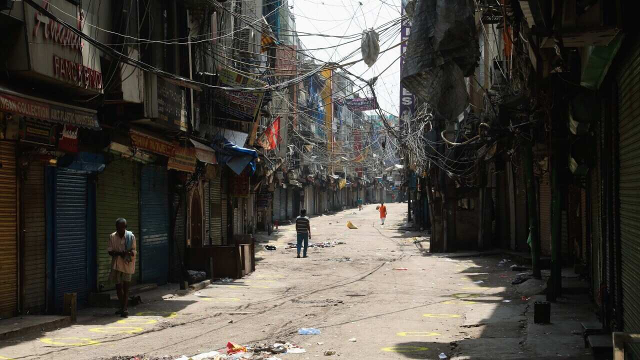 The deserted Sadar Bazar wholesale market in New Delhi