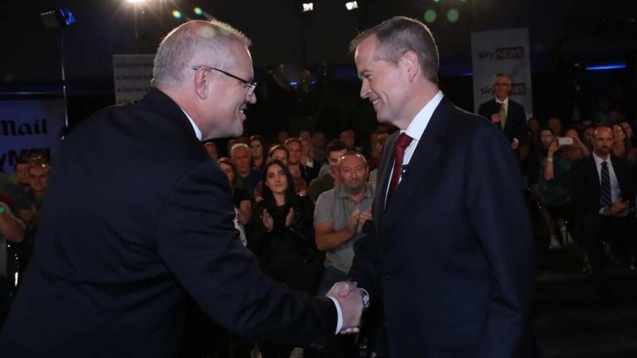 Scott Morrison and Bill Shorten after the debate in Brisbane.