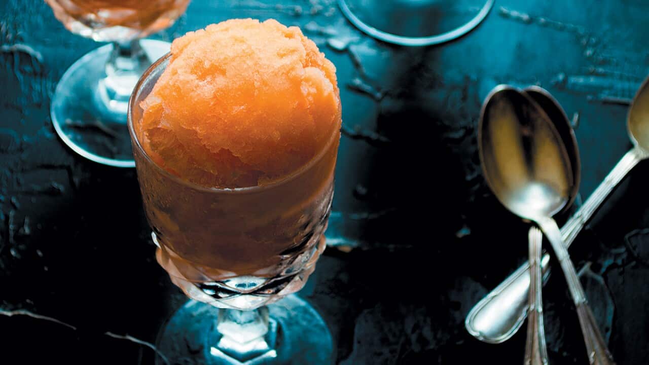 Orange, pink grapefruit and Aperol sorbet (sorbetto all’arancia, pompelmo rosa e aperol)