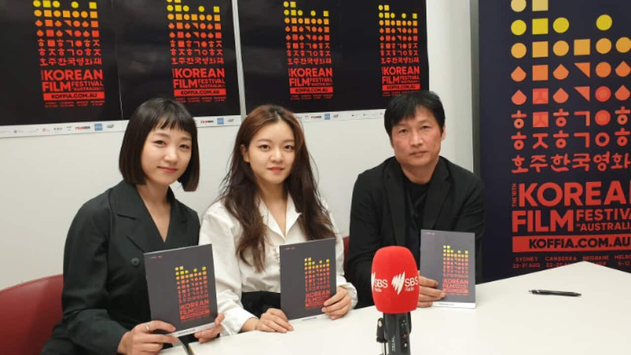 Actress Kim Ye-eun, Ko Asung, and Joe Min-ho, director of A RESISTANCE
