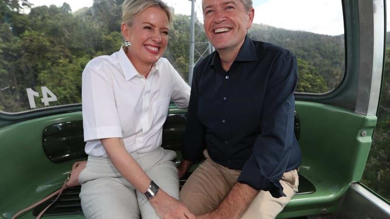 Labor Leader Bill Shorten and his wife Chloe riding the Skyrail