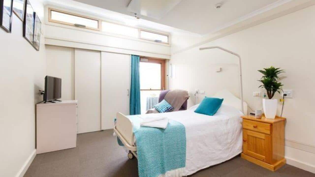 A room in Tasmania's Strathdevon aged care facility, where six residents have died in a flu outbreak.