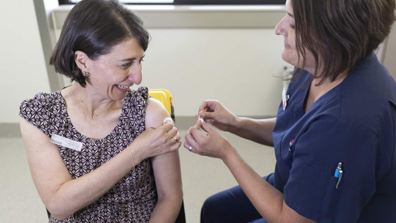 Gladys Berejiklian has received her first dose of the coronavirus jab as the AstraZeneca rollout starts in NSW.