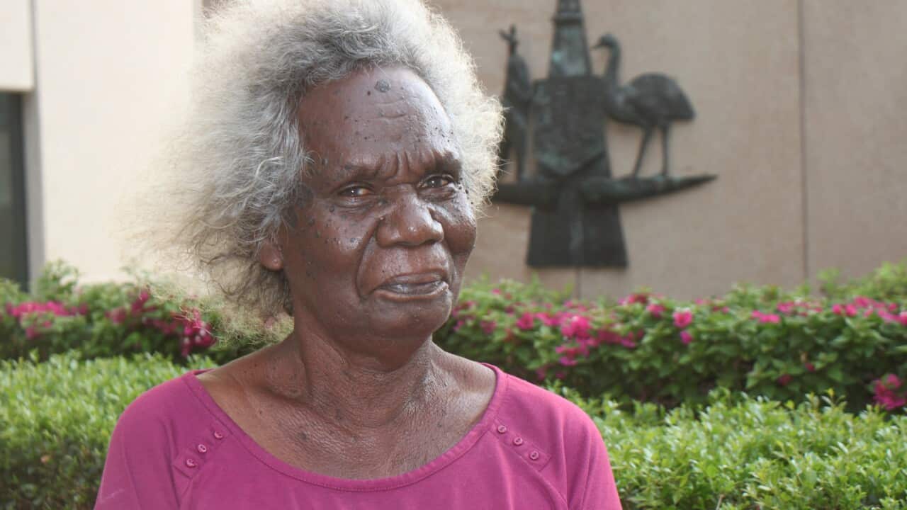 Martha Koowarta, widow of the land rights campaigner John Koowarta, at the Federal Court in Brisbane - Stefan Armbruster, SBS.jpg