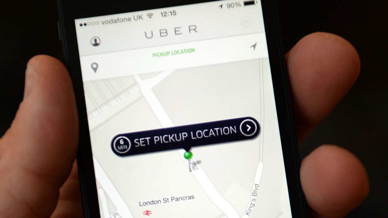 The Uber app on a smartphone