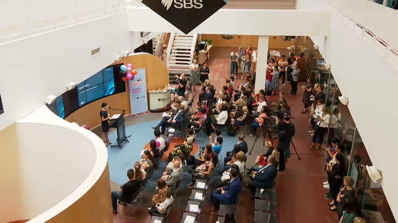 Announcing the winners ot the SBS Language Competition at the SBS Studios in Sydney (SBS)