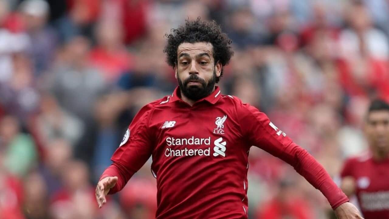 Liverpool's Mohamed Salah during the Premier League match at Anfield