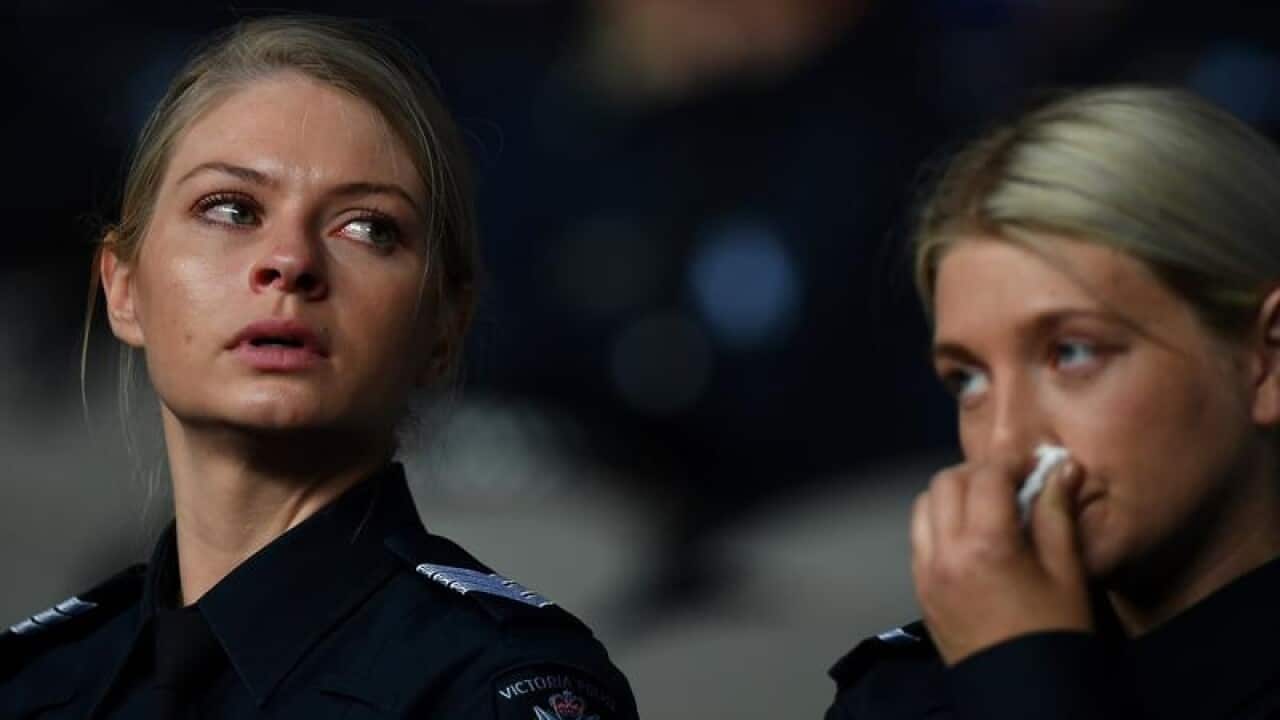 About 1,000 Victoria Police officers and 500 members of the public attended the memorial.