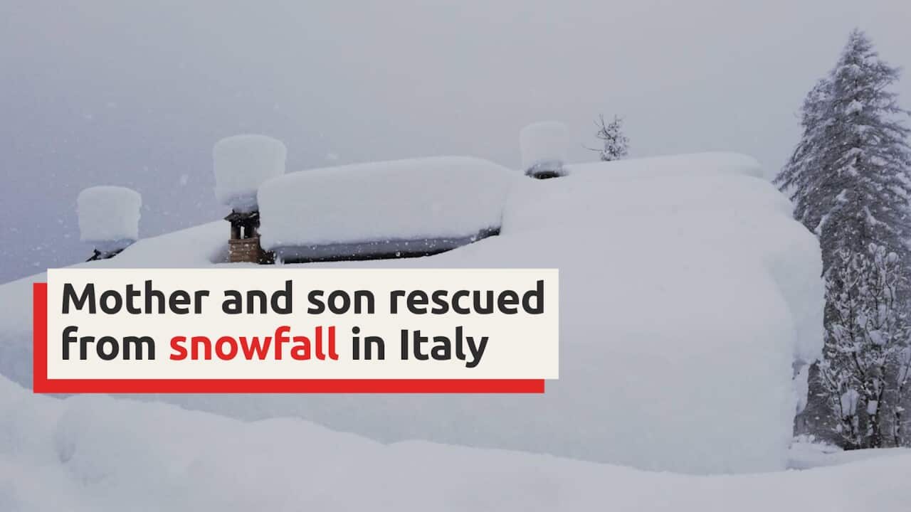 Mother and son rescued from snowfall in Italy