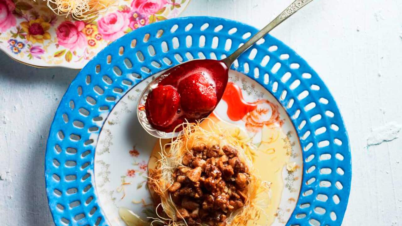 Nut and honey pastry nests