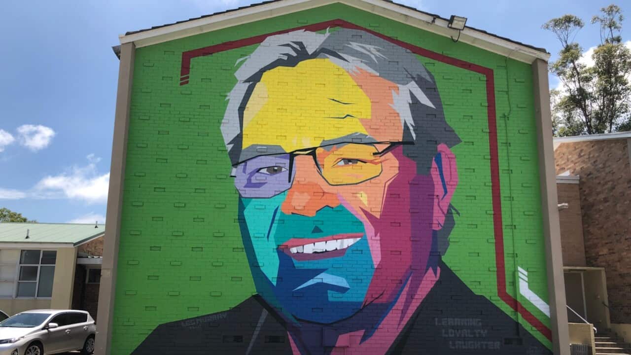 The mural of Les Murray