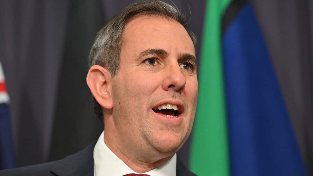 Treasurer Jim Chalmers speaks to the media during a press conference at Parliament House in Canberra