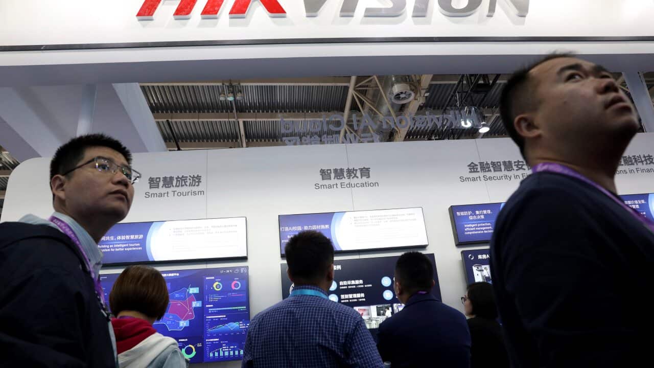 The United States is blacklisting a group of Chinese tech companies such as Hikvision that the US says is being used to repress China's Muslim minority groups.