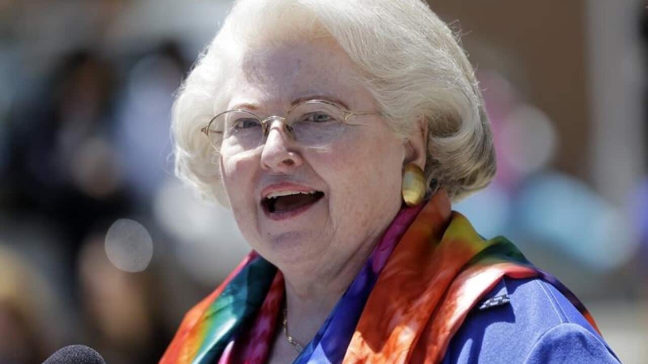 Sarah Weddington speaks during a women's rights rally in 2013