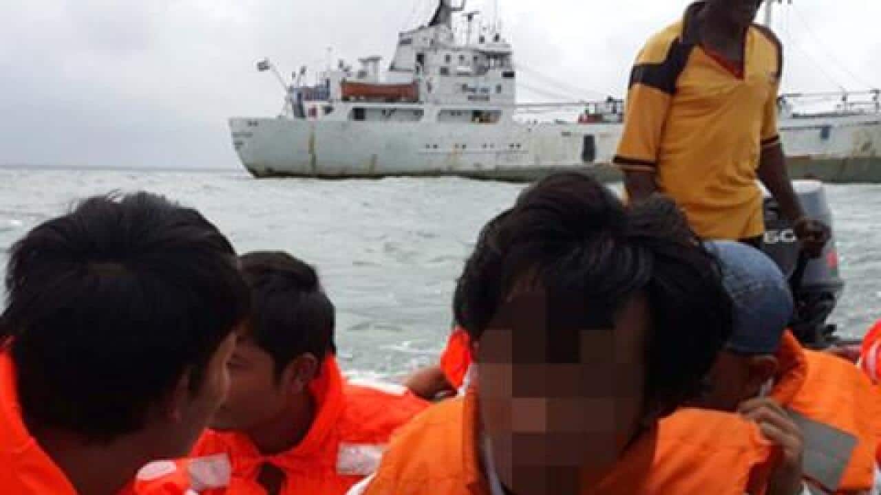 Rescued Burmese and Cambodian fishermen at Daru Port in the Western Province of Papua New Guinea (IOM)