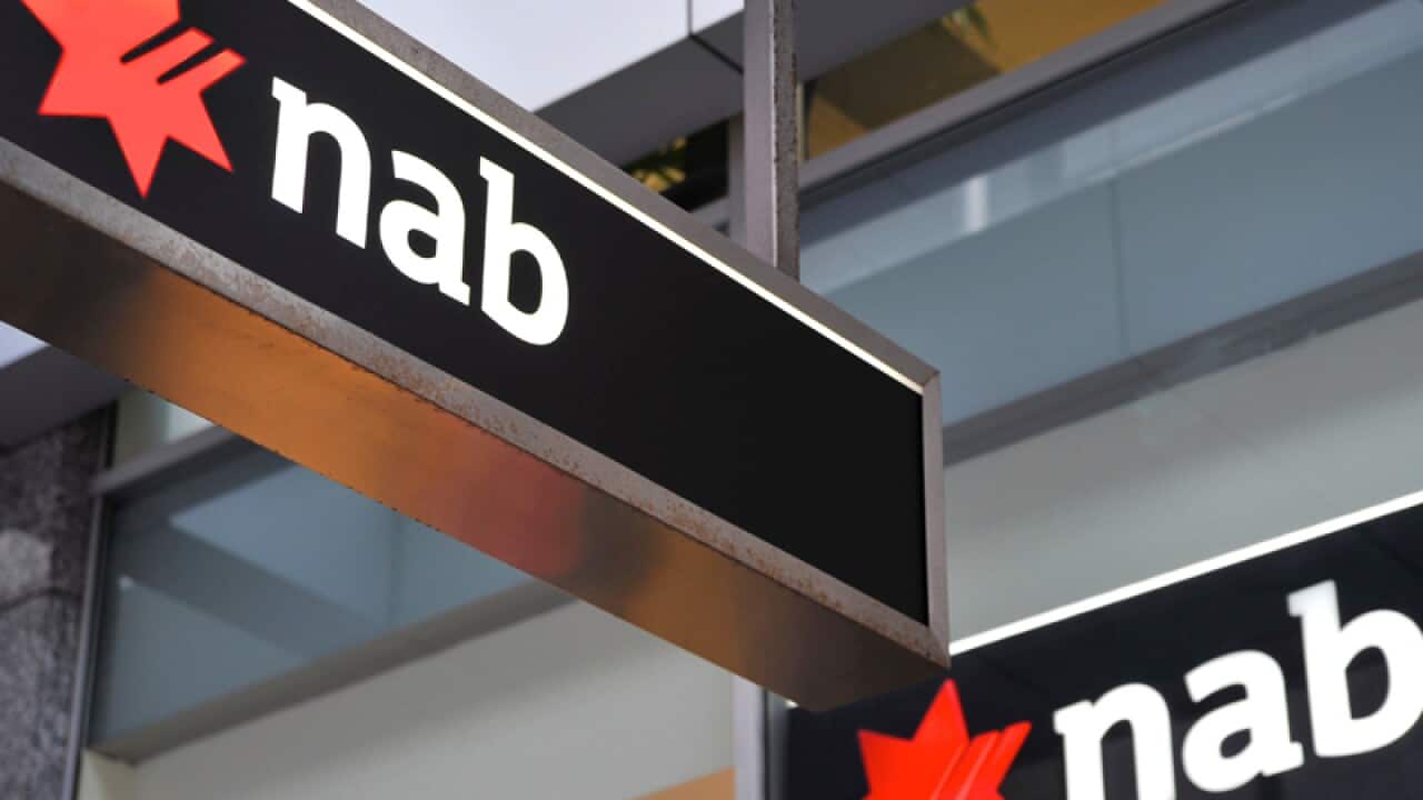 The logo of National Australia Bank in Sydney