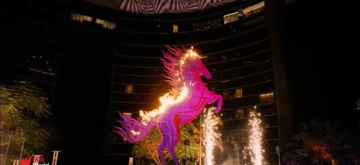 Australia's Lunar New Year celebrations kick off with festivities, food stalls and a giant fire horse