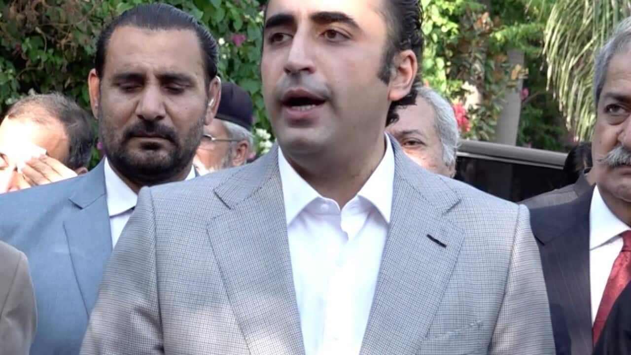 Chairman PPP Bilawal Bhutto addressing the media in Islamabad (Asghar Hayat)