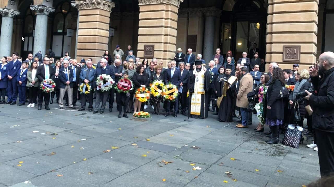 Στιγμιότυπο από την κατάθεση στεφάνων στο Martin Place