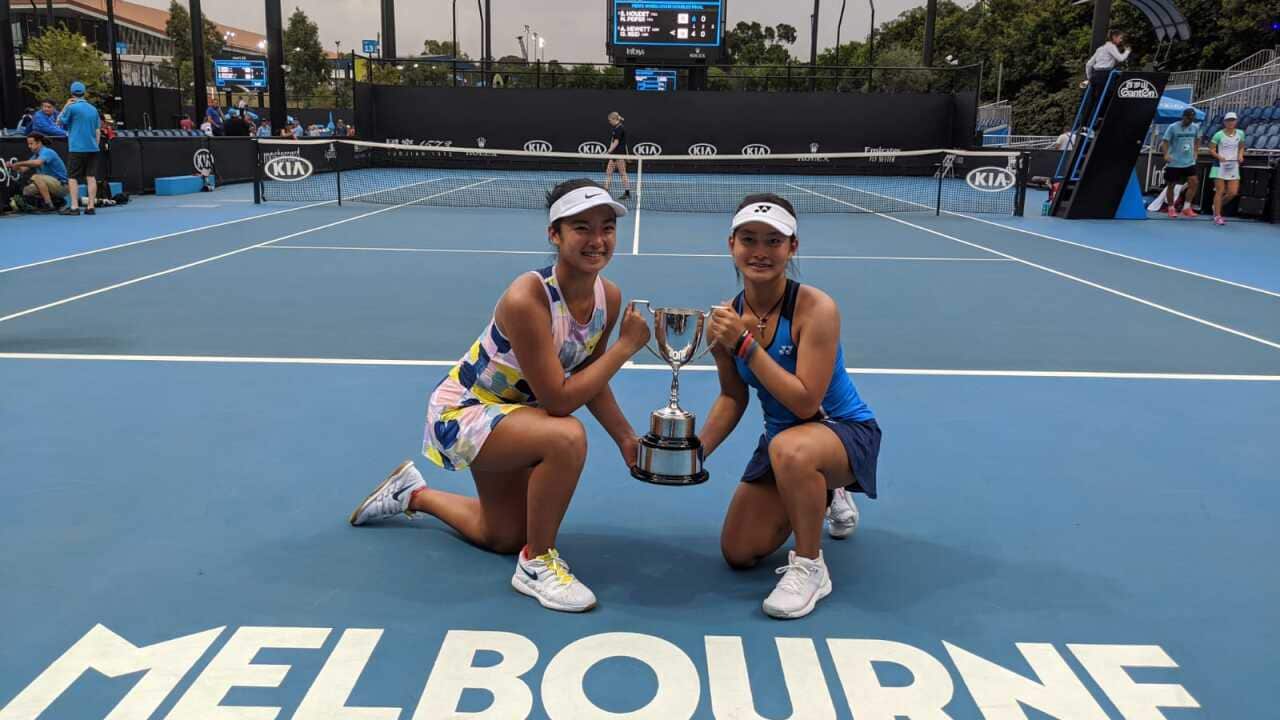 Priska Nugroho yang berpasangan dengan petenis Filipina, Alexandra Eala