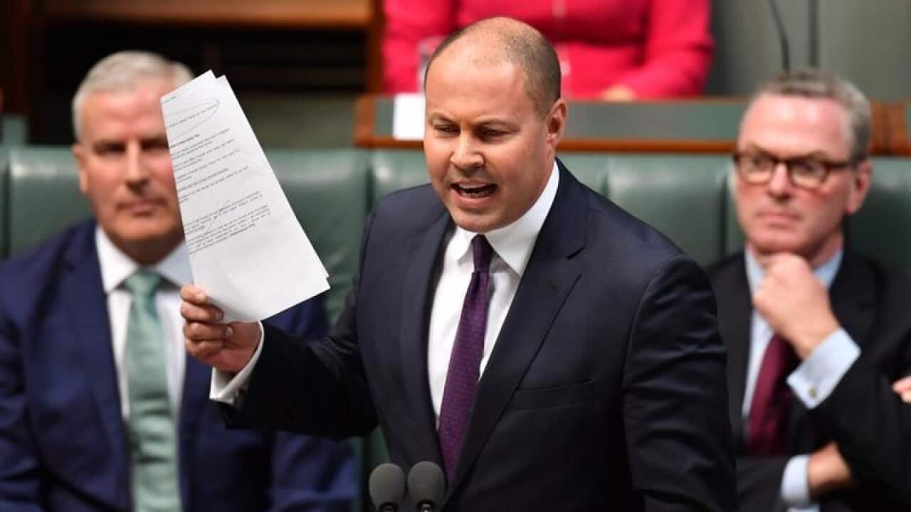 Federal Treasurer Josh Frydenberg in parliament.