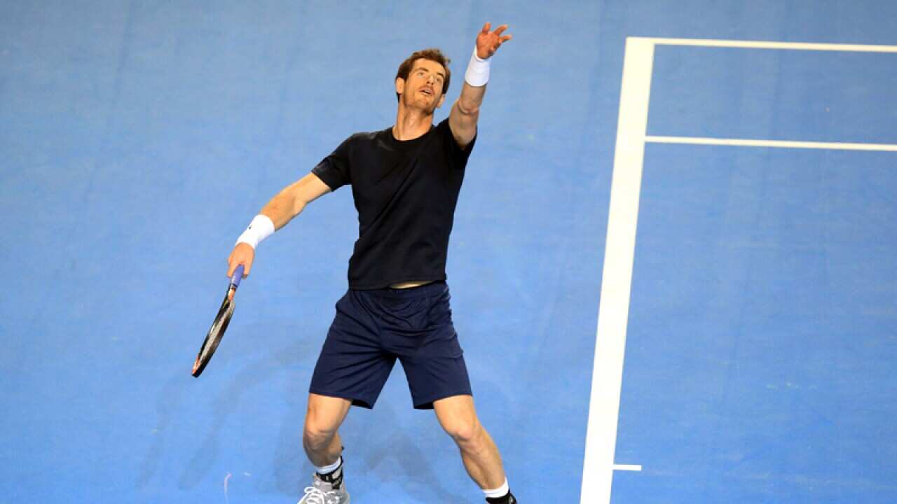 Andy Murray during a training session at the Barclaycard Arena