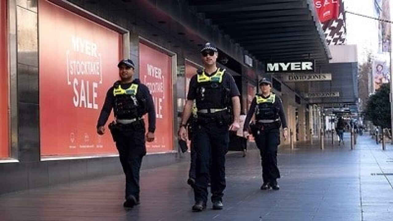 Victorian Police patrolling the city