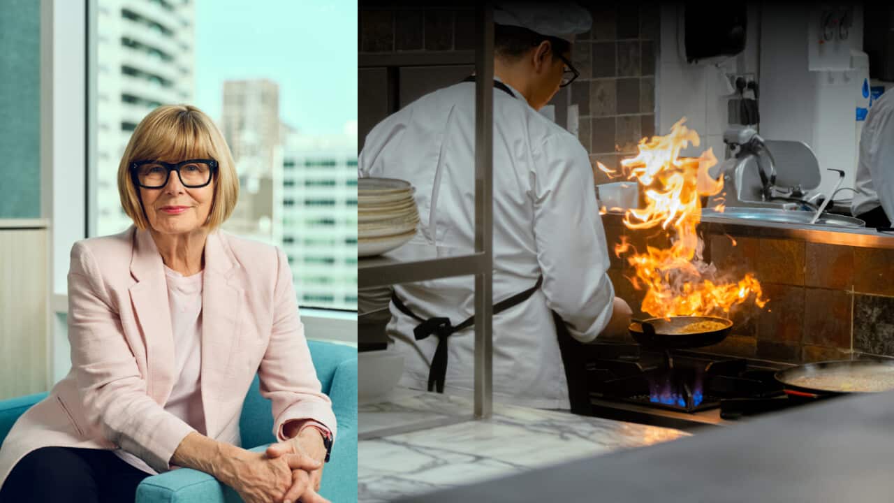 Composite image of FWO ANNA BOOTH and a chef