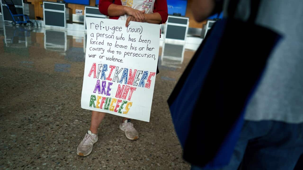 Afrikaners arrive at Dulles International Airport to resettle in the US as refugees