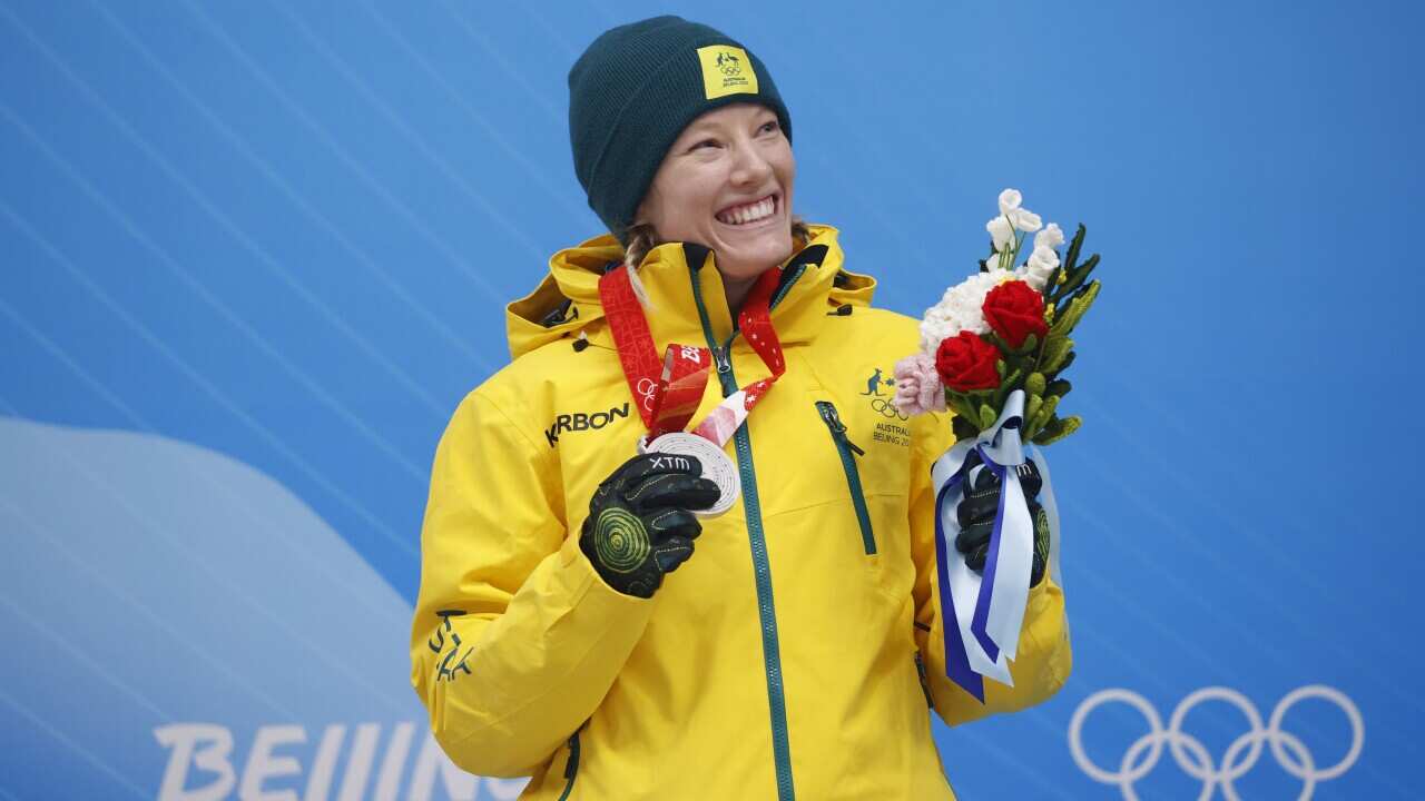 Silver medalist Jaclin Narracott of Australia during the award ceremony of the Women's Skeleton race at the Yanqing National Sliding Centre at the Beijing 2022 Olympic Games, Beijing municipality, China, 12 February 2022. EPA/Horcajuelo guillaume
