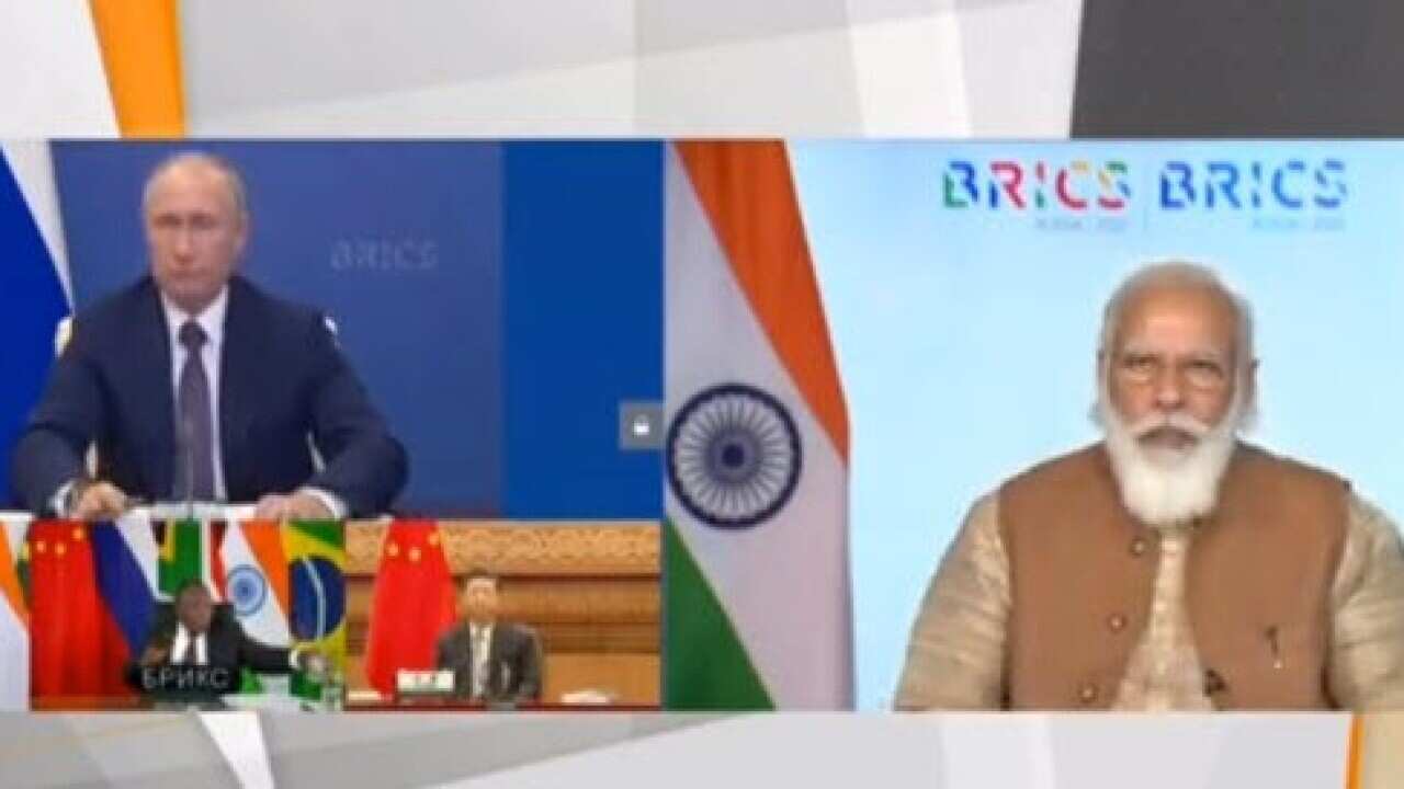 Leaders of Brazil, Russia, India, China and South Africa meeting virtually for the BRICS summit