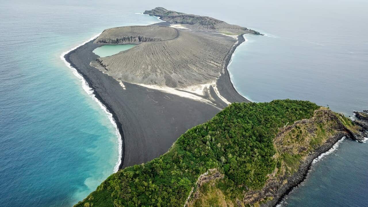 The three-year-old island as seen from the SEA drone.