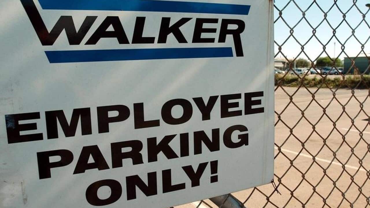 A sign at Walker exhaust plant