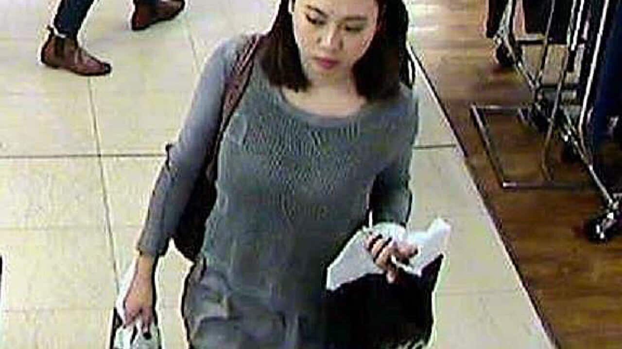 A supplied CCTV image obtained Friday, April, 2016 of Chinese student Michelle Leng. 