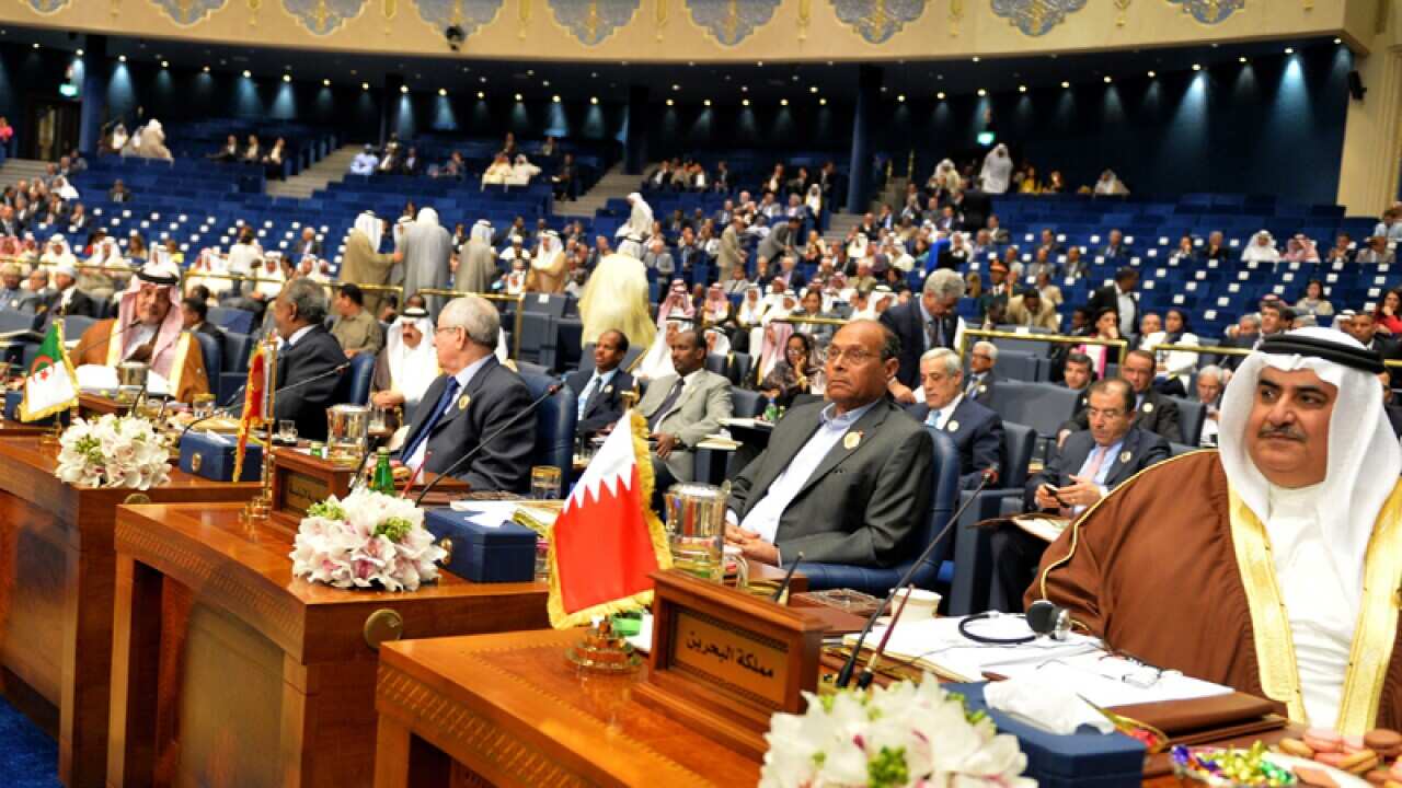 Dignitaries at the closing session of the Arab League Summit, Kuwait.