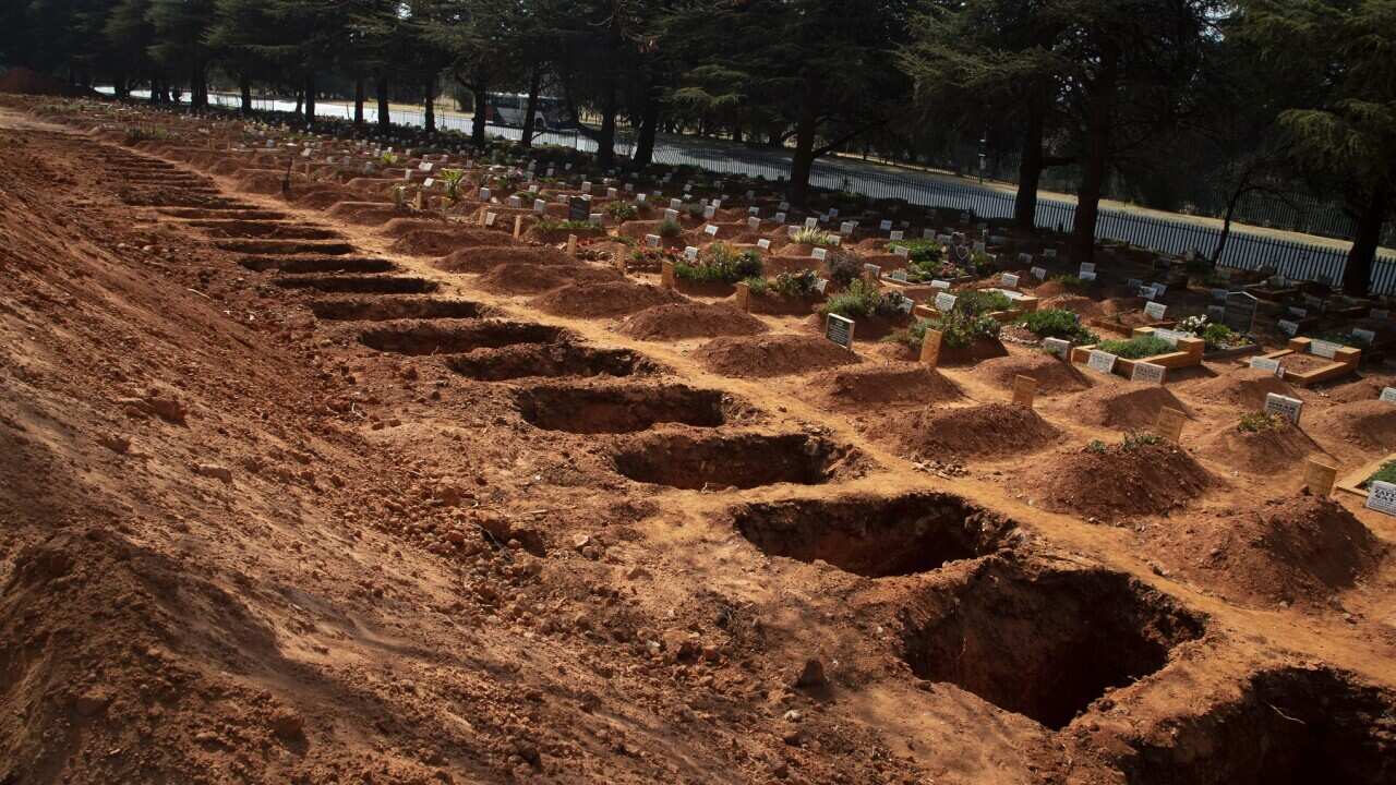Freshly-dug graves in a row at Johannesburg's main Westpark Cemetery