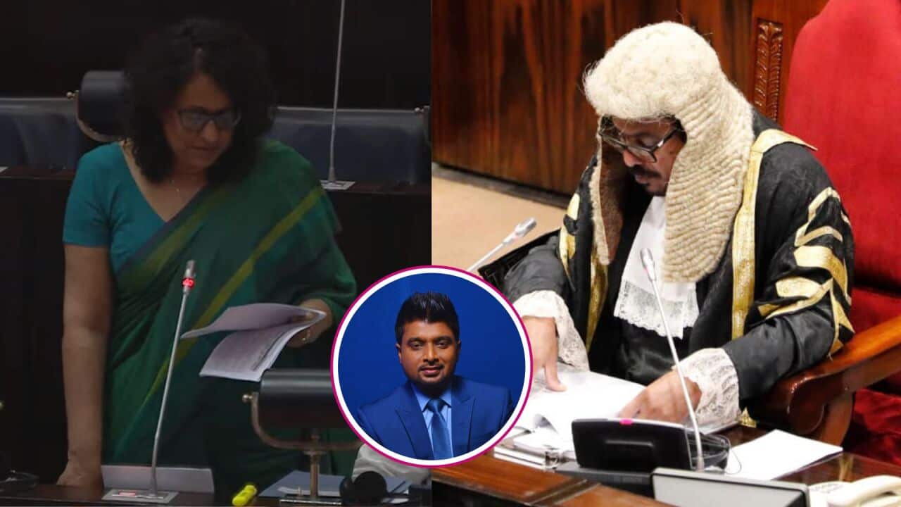 SBS Sinhala Manoj Udatiyawala Harini Amarasuriya Asoka Ranwala Parliament of Sri Lanka.jpg