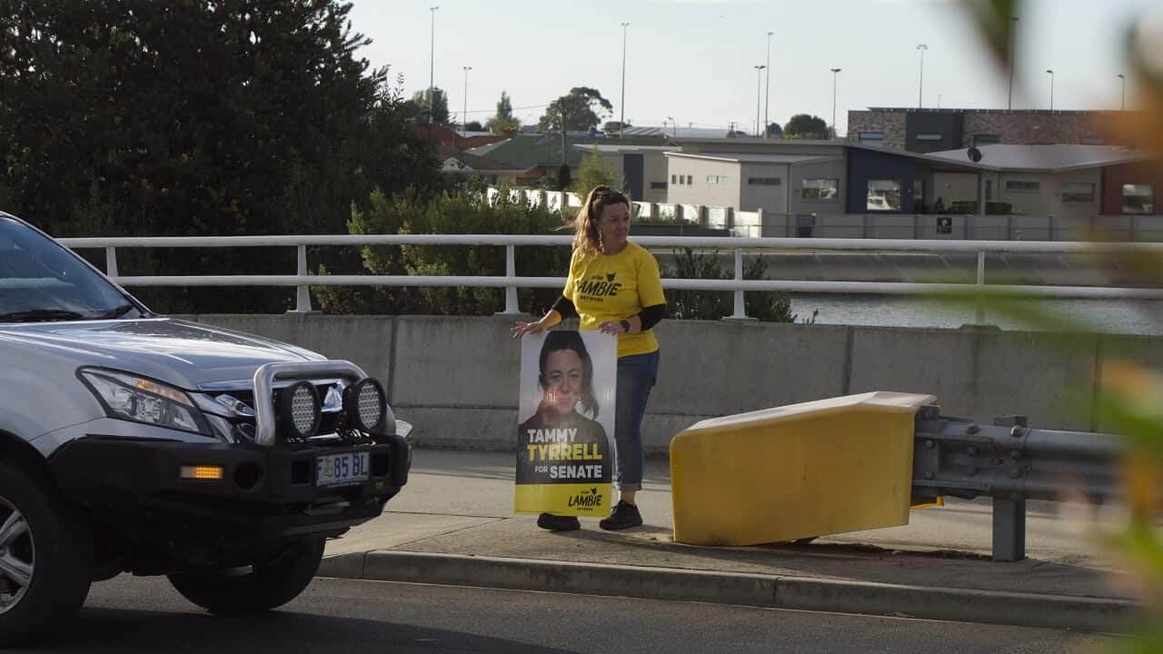 Tammy Tyrrell campaigning in Ulverstone