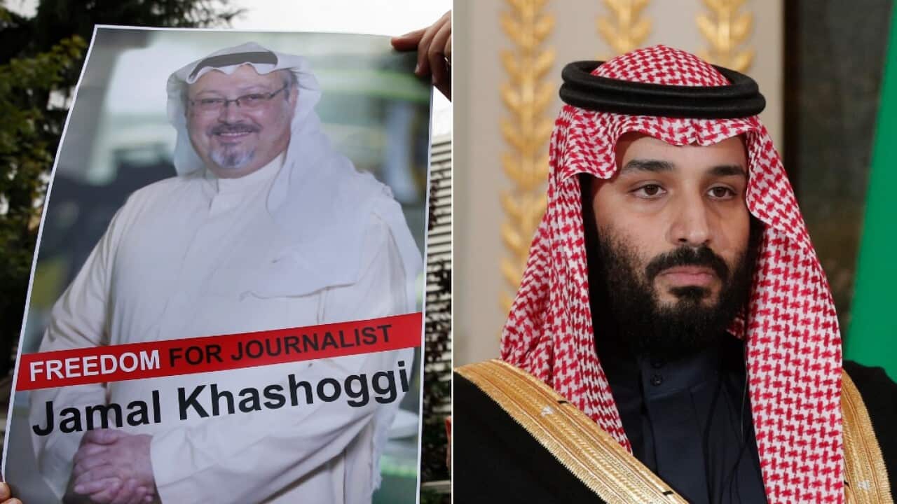 Combo image: Saudi journalist Jamal Khashoggi and Prince Mohammed bin Salman