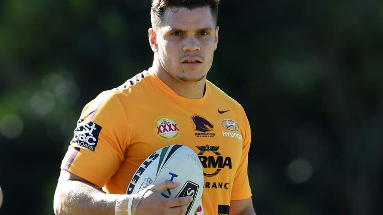 James Roberts looks on during the Brisbane Broncos training session