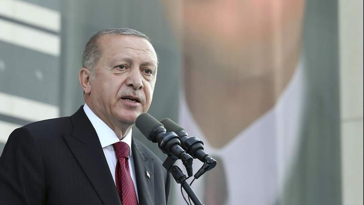 President Recep Tayyip Erdogan speaks at his swearing in