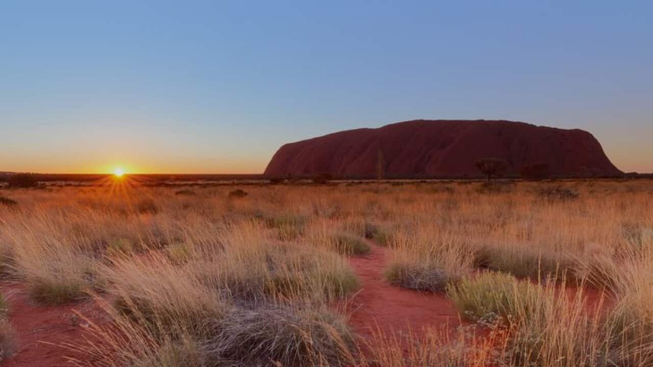Landscape with rock formation at sunset