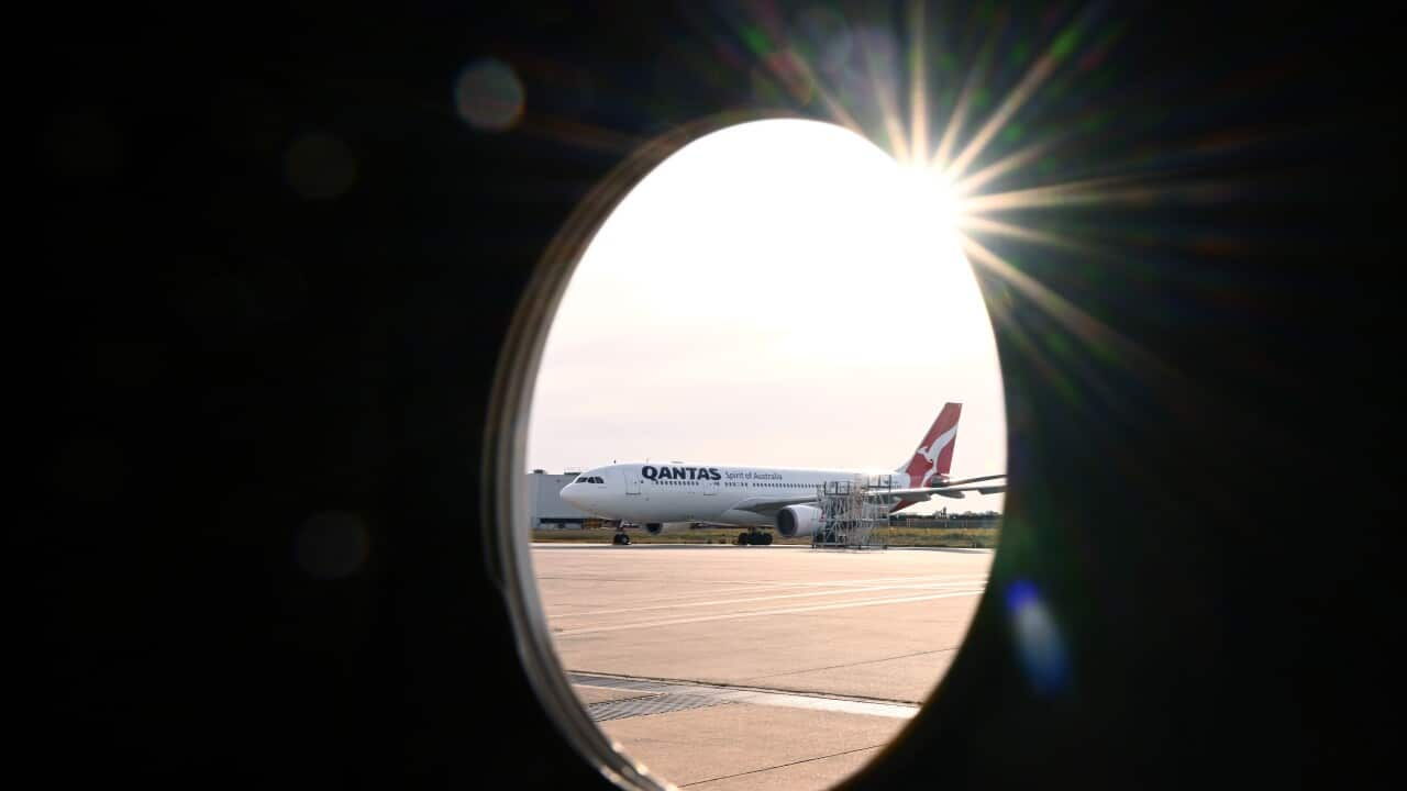 A Qantas plane sits on the tarmac (AAP)