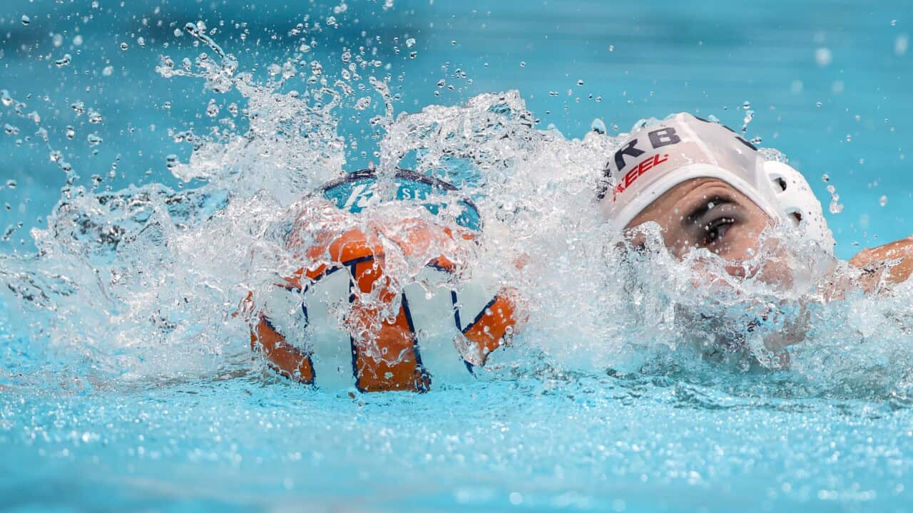Strahinja Rasovic of Serbia in action during the 2024 Men's European Water Polo Championship match against Romania in Zagreb