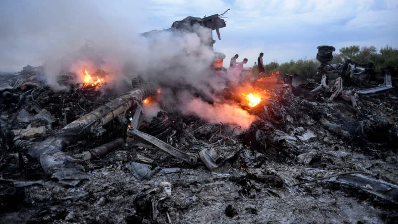 Debris of Malaysia Arilines flight MH17, which crashed in eastern Ukraine near Donetsk
