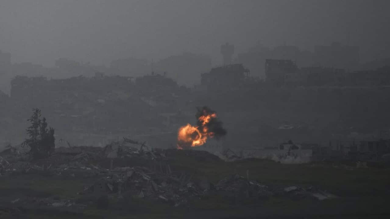 An explosion erupts in the northern Gaza Strip (AAP)
